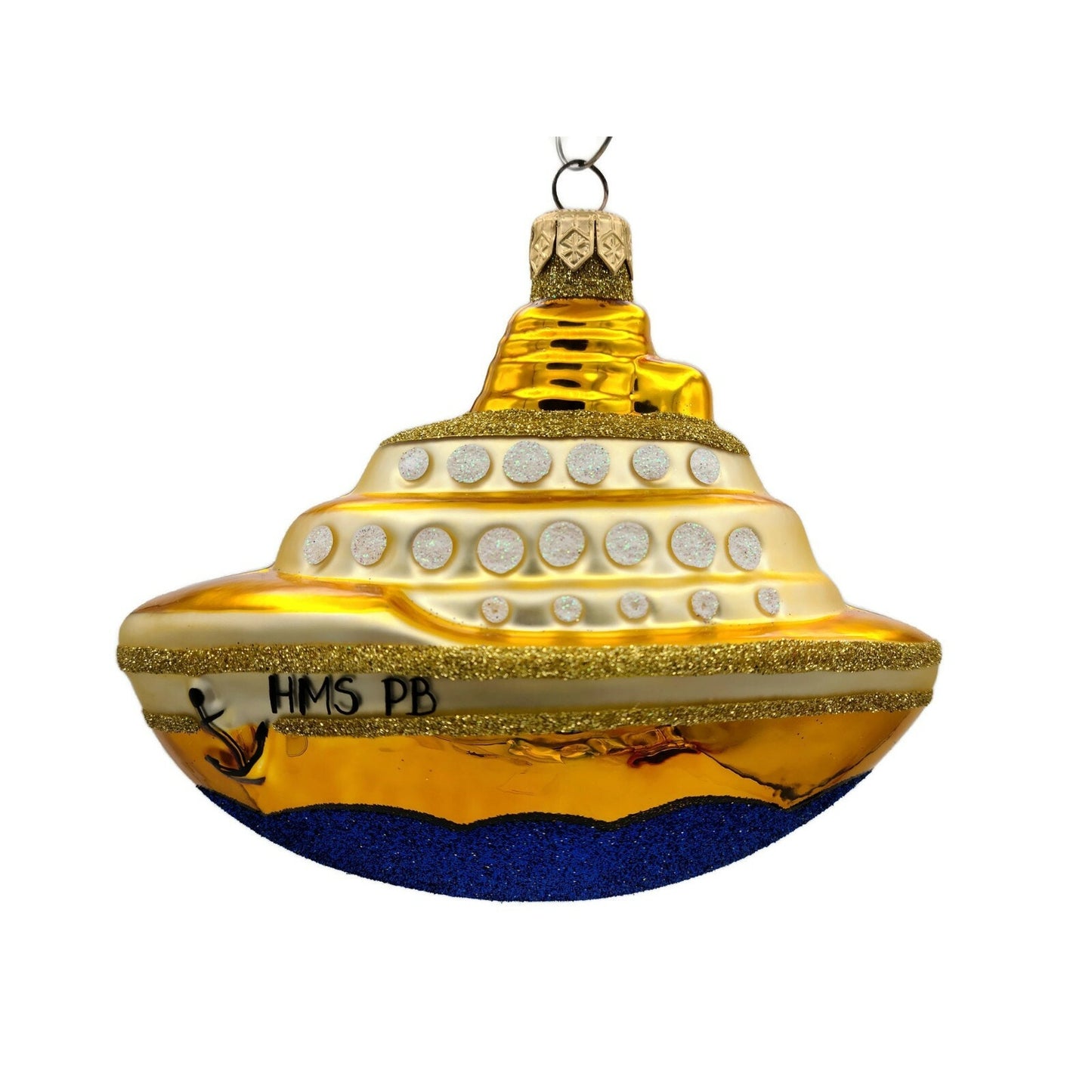 Patricia Breen HMS PB Gold Glittered Upper Deck Ship Boat Christmas Ornament