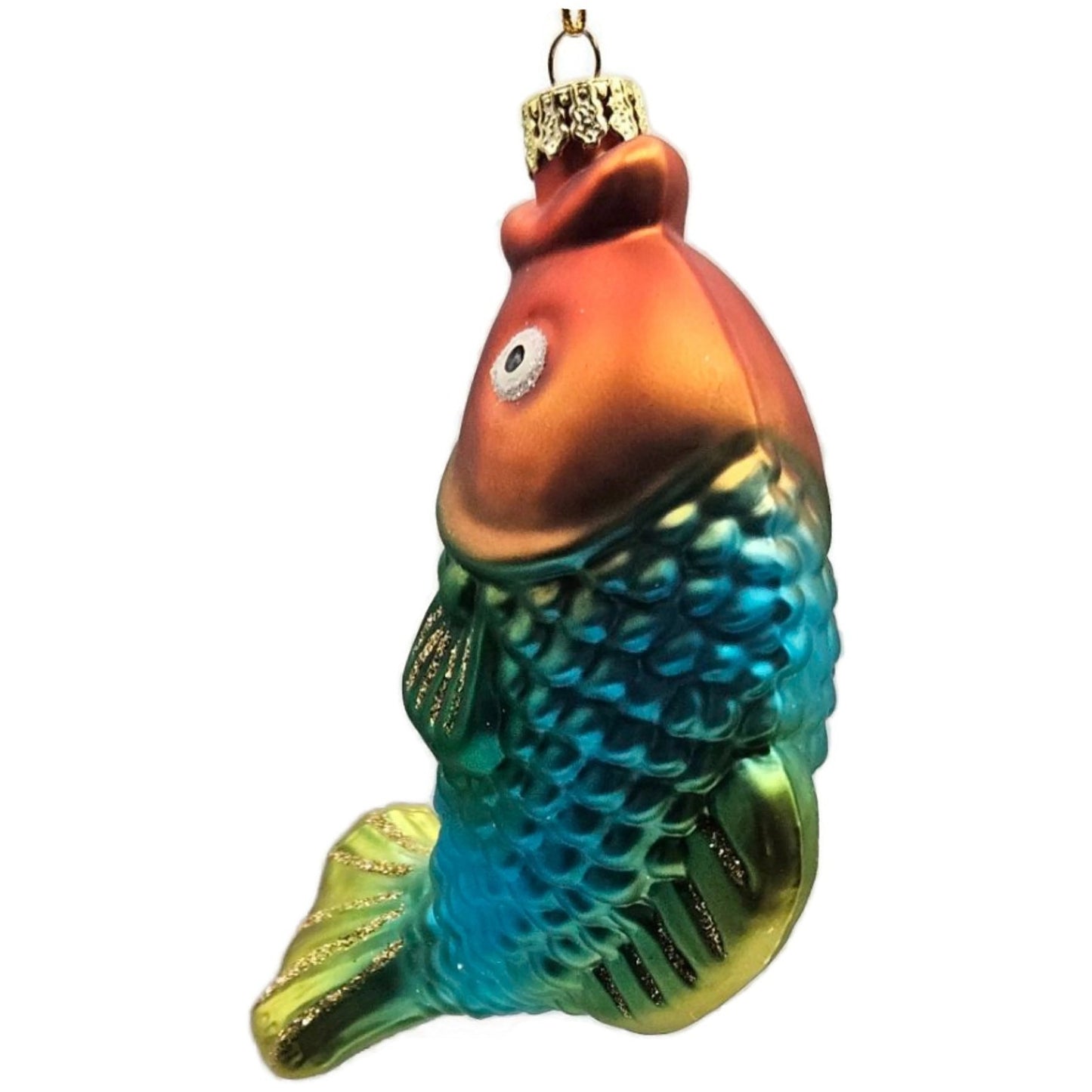 Jumping Fish Blue Glittered Glass Christmas Tree Ornament Designers Studios