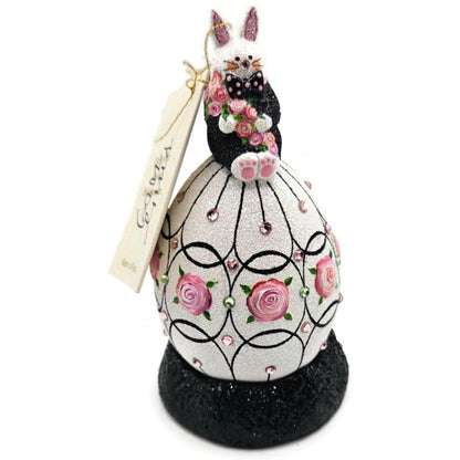 Patricia Breen A Most Elegant Bunny Cachette Black Floral Easter Holiday Signed