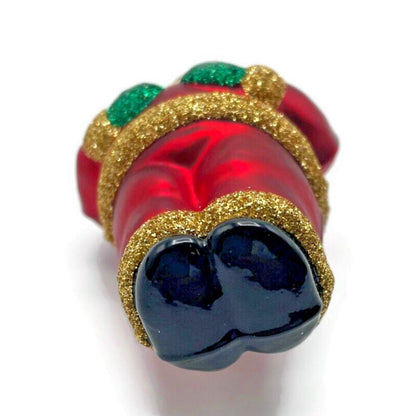 Patricia Breen Miniature Ho Ho Ho Red Gold Santa Claus Christmas Tree Ornament