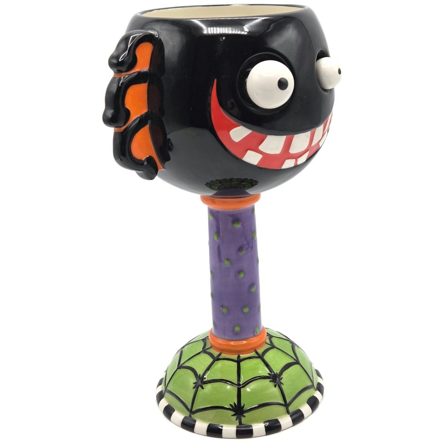 Department 56 Halloween Google Eye Black Spider Web Goblet Spooky Party Drink