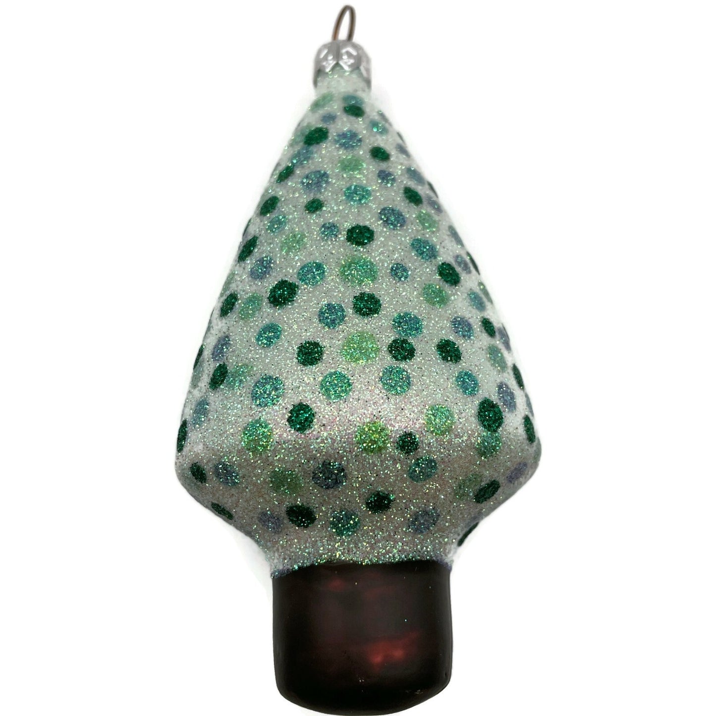 Patricia Breen Georges Tree Pearl Green Polka Dots Glittered Christmas Ornament