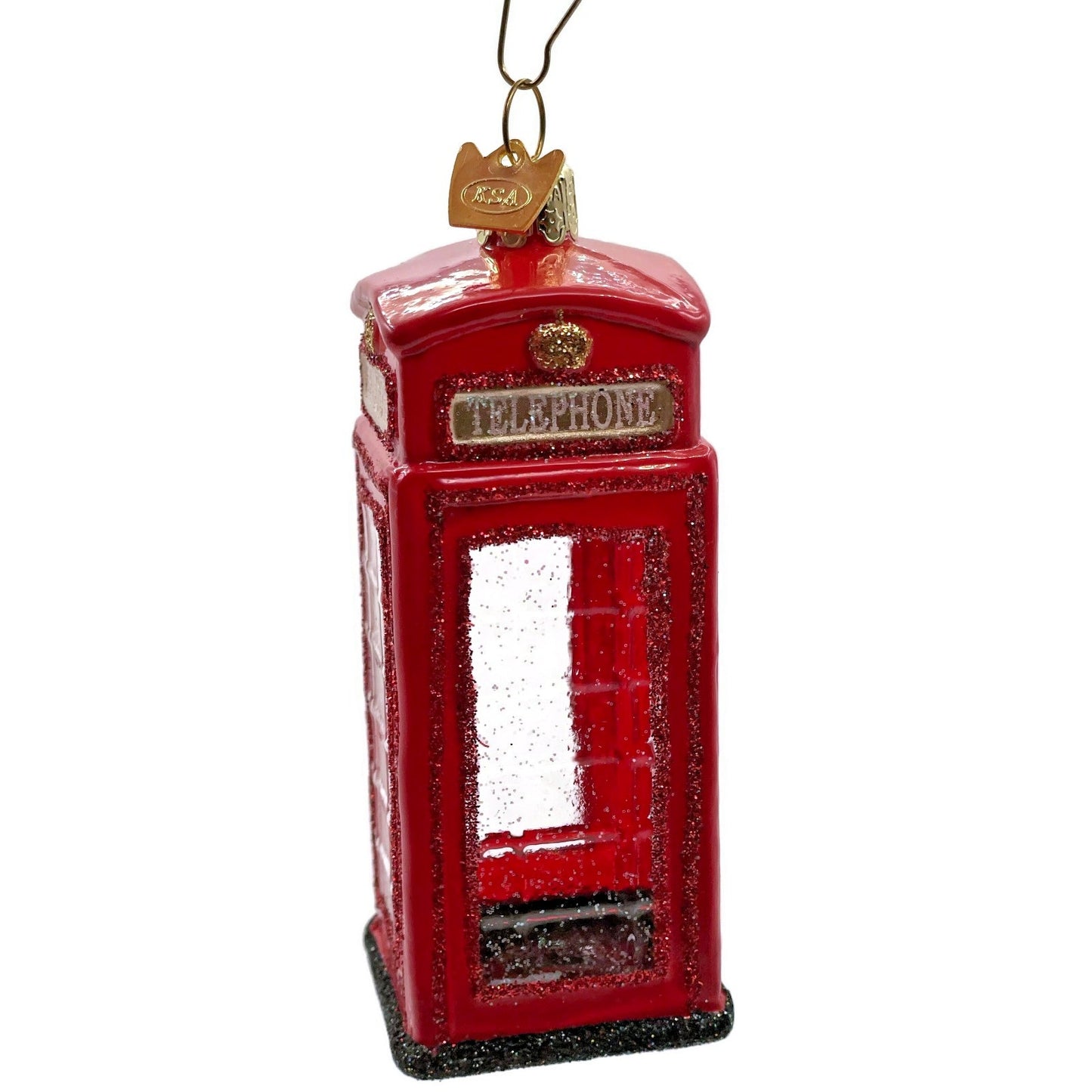 British Phone Booth Red Glass Kurt S Adler Noble Gems Christmas Tree Ornament