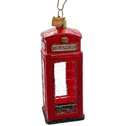 British Phone Booth Red Glass Kurt S Adler Noble Gems Christmas Tree Ornament