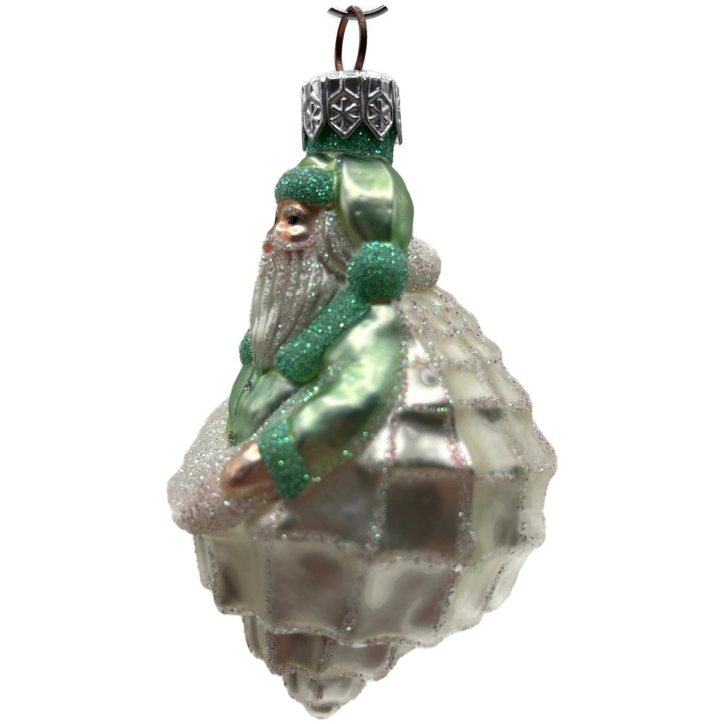 Patricia Breen Turitella Santa Aquatic Green Shell Nautical Christmas Ornament