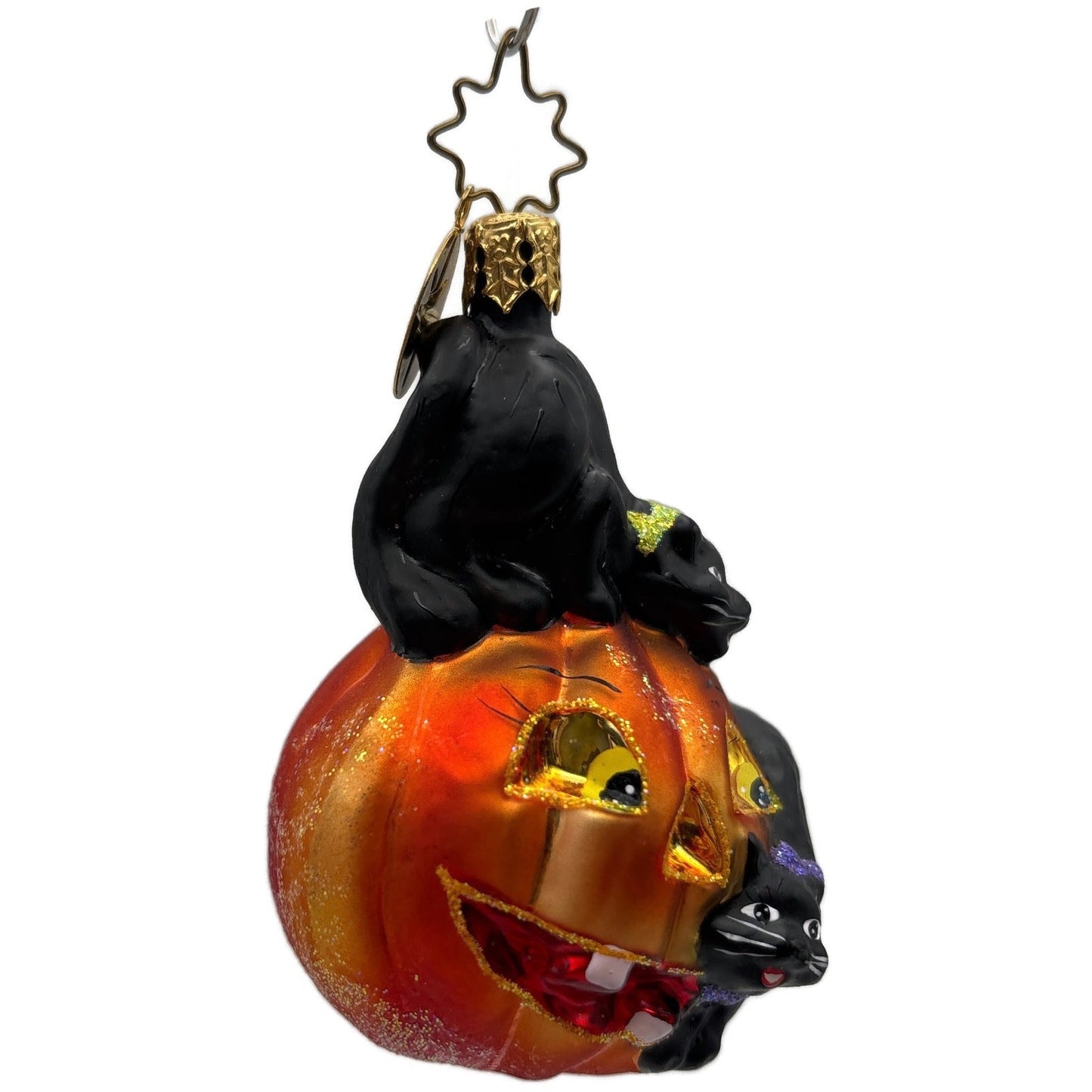 Christopher Radko Cat O'Lantern Gem Orange Pumpkin Halloween Ornament 01-0851-0