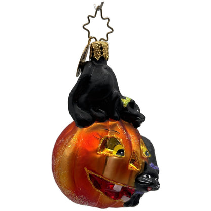 Christopher Radko Cat O'Lantern Gem Orange Pumpkin Halloween Ornament 01-0851-0
