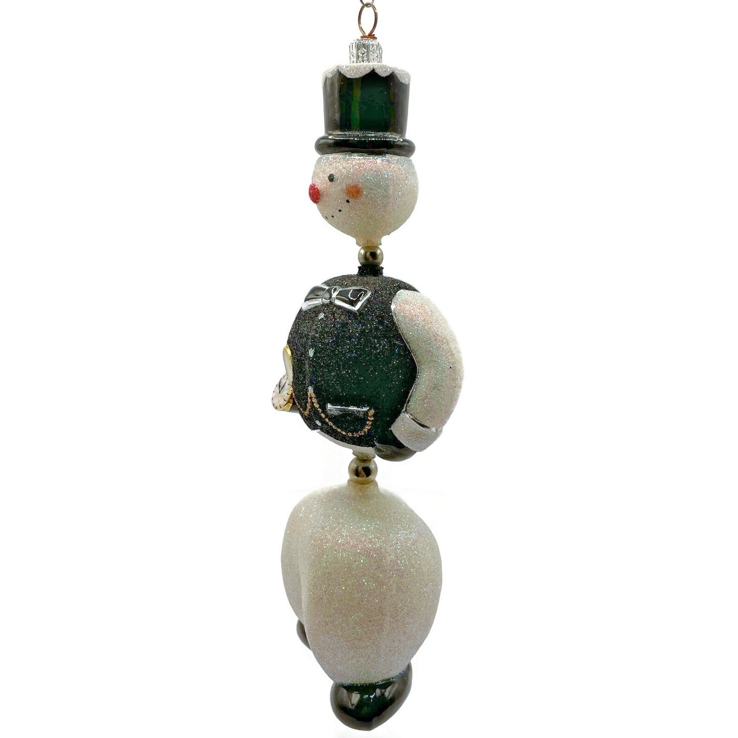 Patricia Breen Kinetic Snowman Black Hat Pearl Christmas Tree Ornament