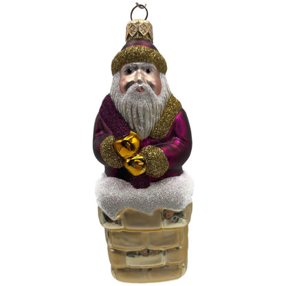 Patricia Breen Here Comes Santa Claus Fuchsia Gold Christmas Tree Ornament