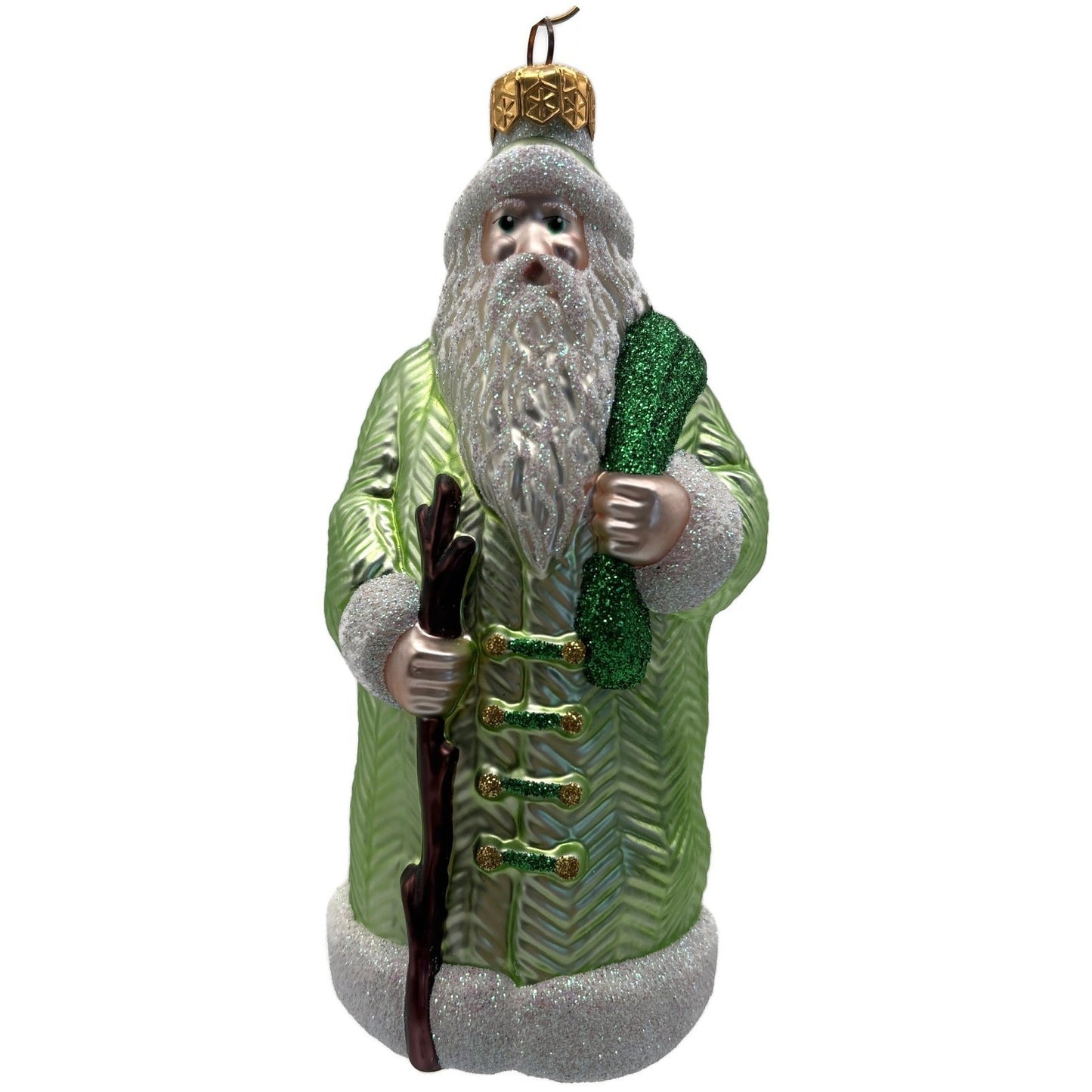 Patricia Breen Santa of the Mead Green White Trim Christmas Tree Ornament