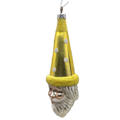 Patricia Breen Wink of His Eye Yellow Dots Santa Head Christmas Tree Ornament
