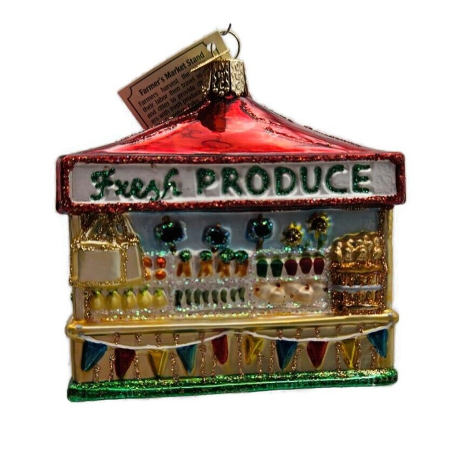 Old World Christmas Farmers Market Stand Blown Glass Christmas Tree Ornament OWC
