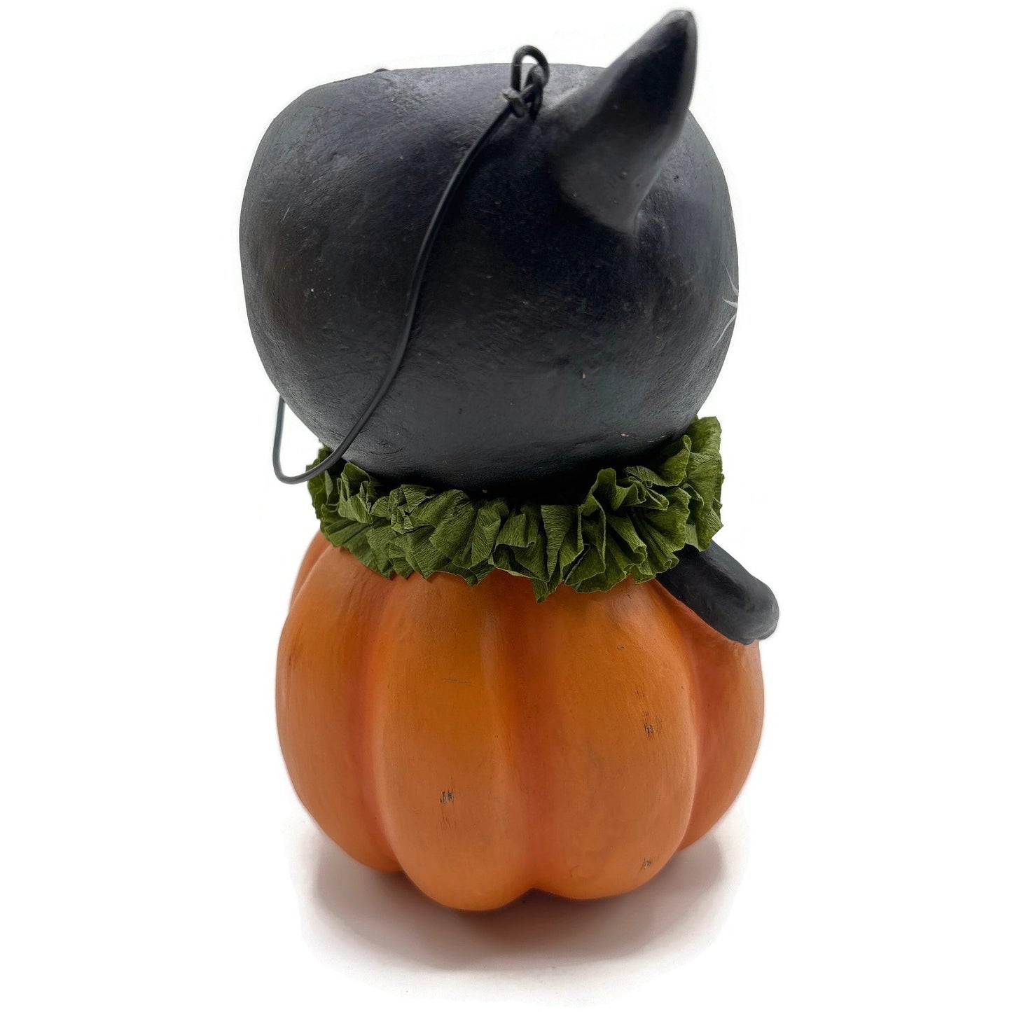 Bethany Lowe Halloween Vintage Style Black Cat in Pumpkin Bucket Paper Pulp New