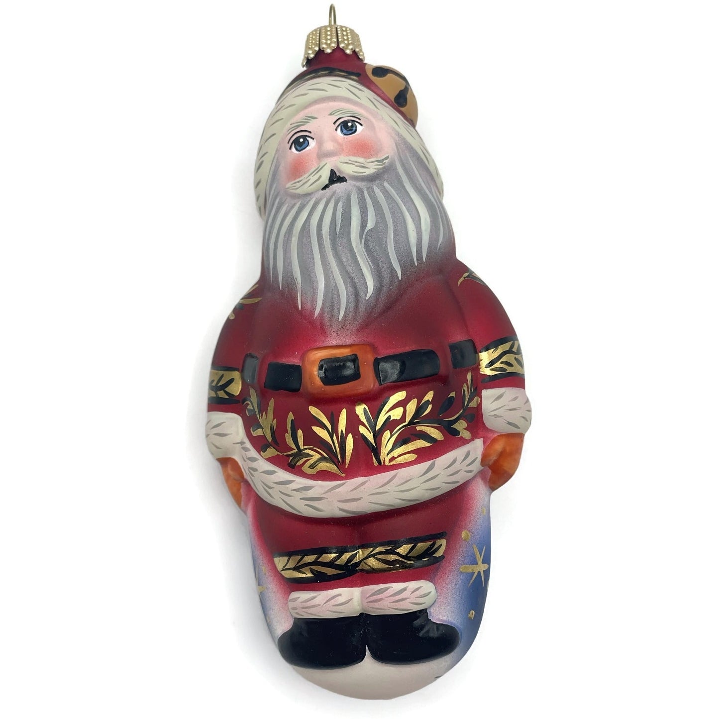 Vaillancourt Santa with Bell Red Coat Folk Art Chalk Christmas Tree Ornament