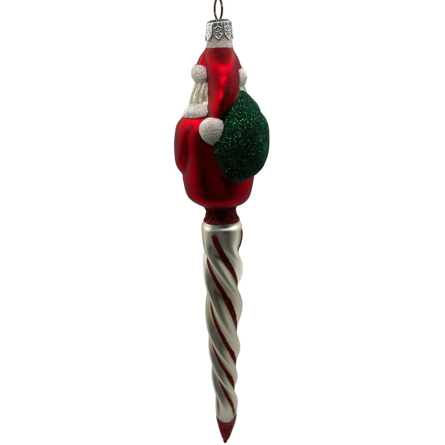 Patricia Breen Spiraling Santa Claus Red Stripes Icicle Christmas Tree Ornament