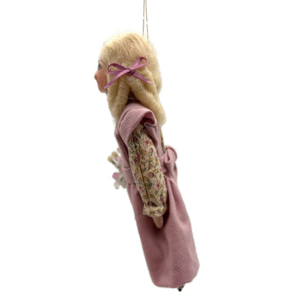 Gladys Boalt Goldilocks and Three Bears Pink Fabric Christmas Ornament Signed