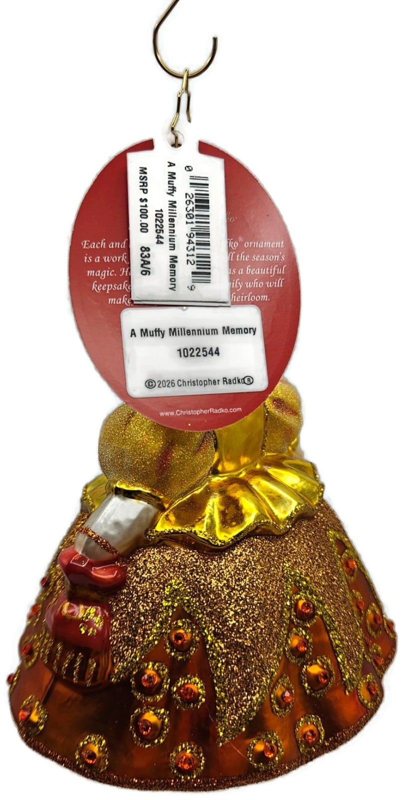 Christopher Radko Muffy Millennium Memory Bear Glass Christmas Ornament 10225446