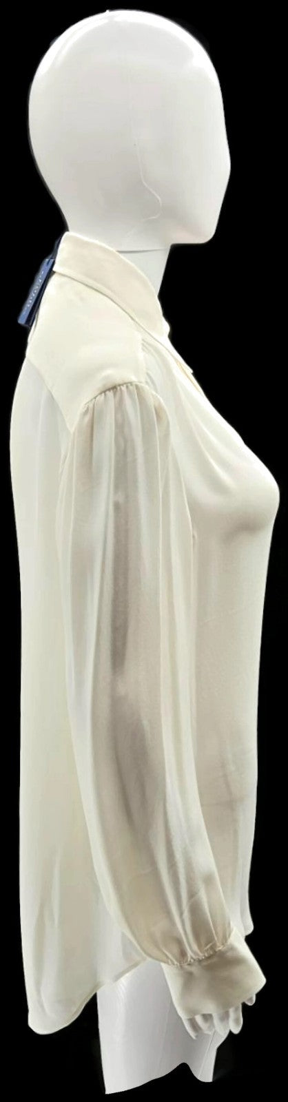 Polo Ralph Lauren Cream 100% Silk Hidden Button Collared Blouse Size 86