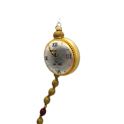Patricia Breen Millennium Watch Santa Claus 2 Part Glass Christmas Ornament 99005