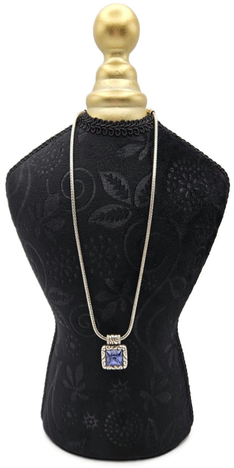Brighton Regina Silver Plated Necklace Purple Amethyst Swarovski Crystal Pendant1