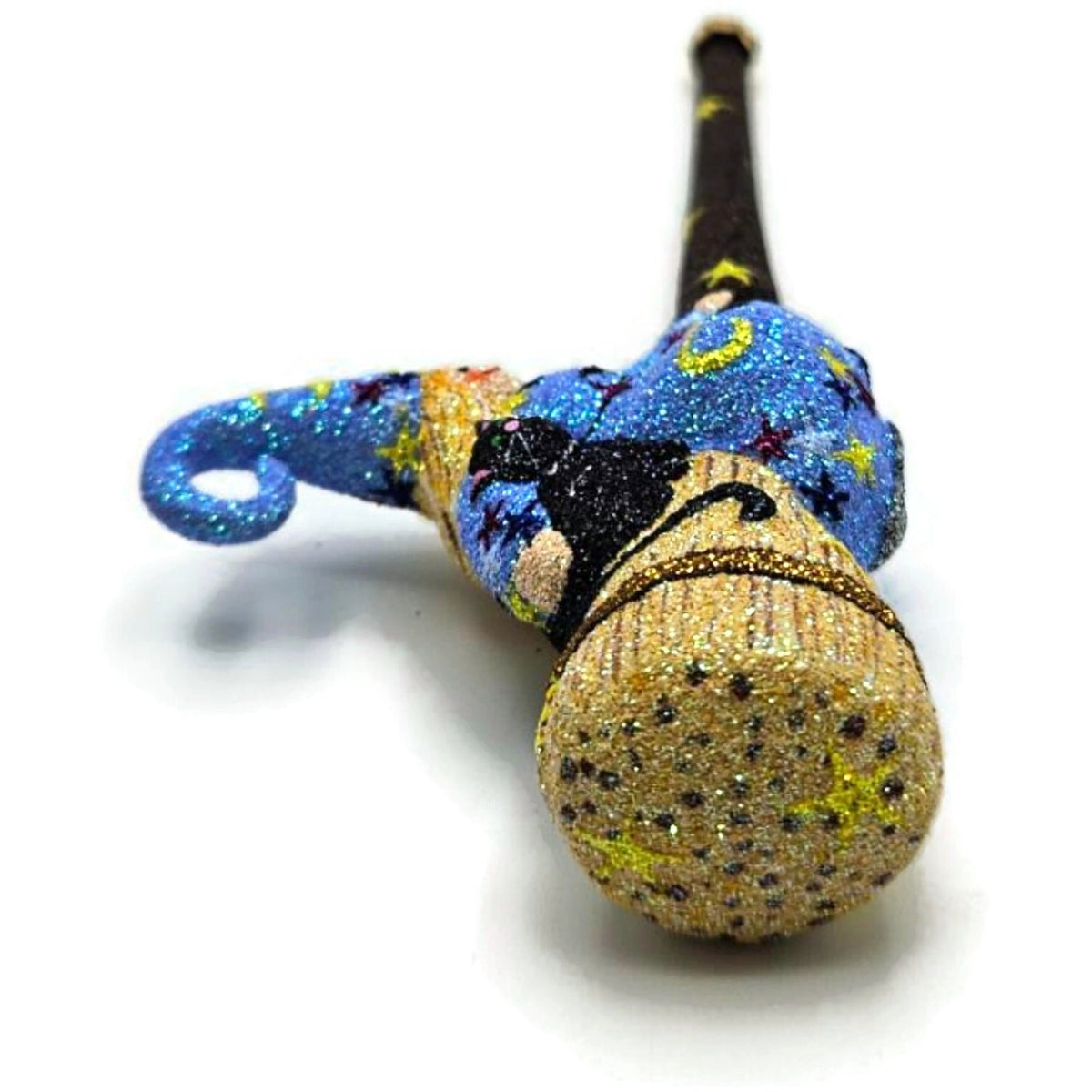 Patricia Breen Over Salem Blue Dress Witch Stars Glass Halloween Ornament 25611