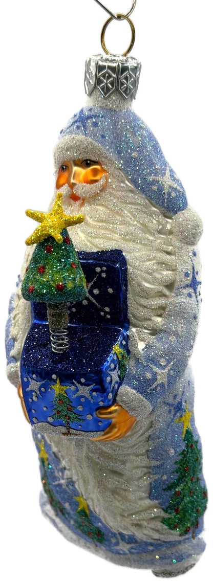 Patricia Breen Jack In The Box Santa Blue Snowflakes Christmas Ornament 23748
