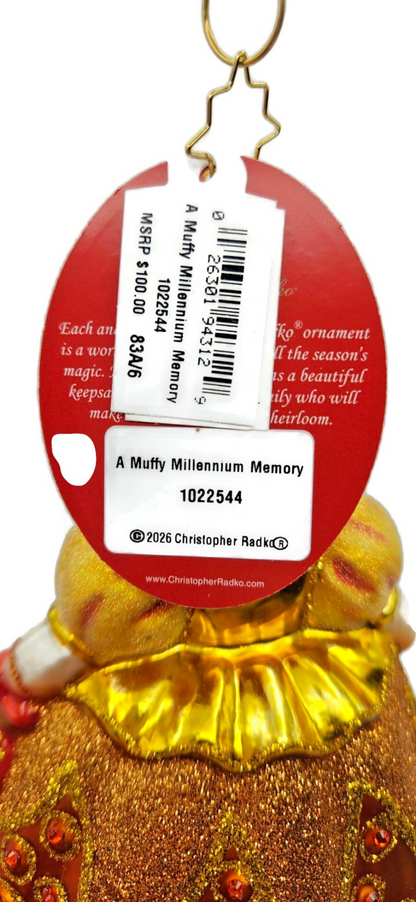 Christopher Radko Muffy Millennium Memory Bear Glass Christmas Ornament 10225447