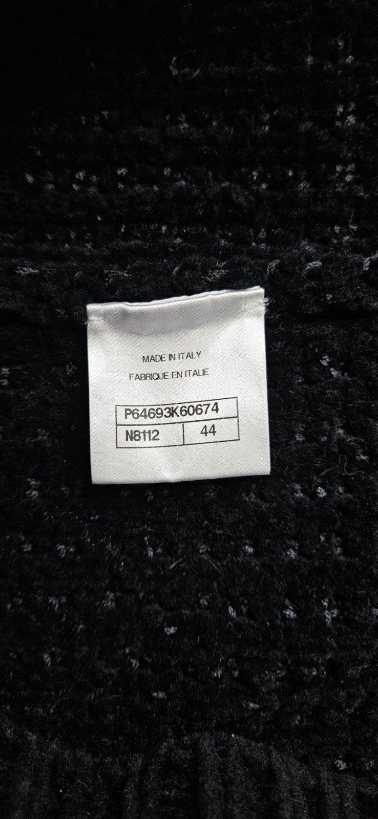 CHANEL Black White Wool Blend CC Button Cardigan Size 448