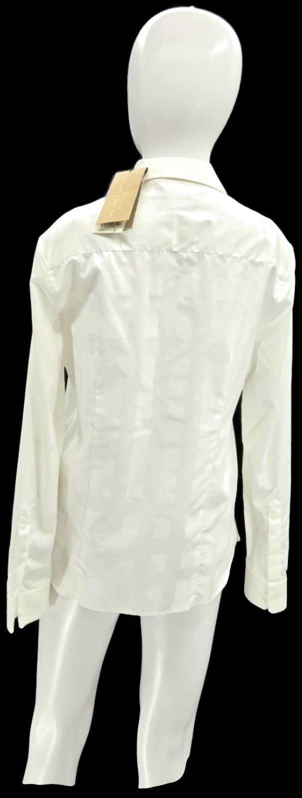 Burberry London White Tonal Check Button Front Shirt Women's Size 8 NWT3