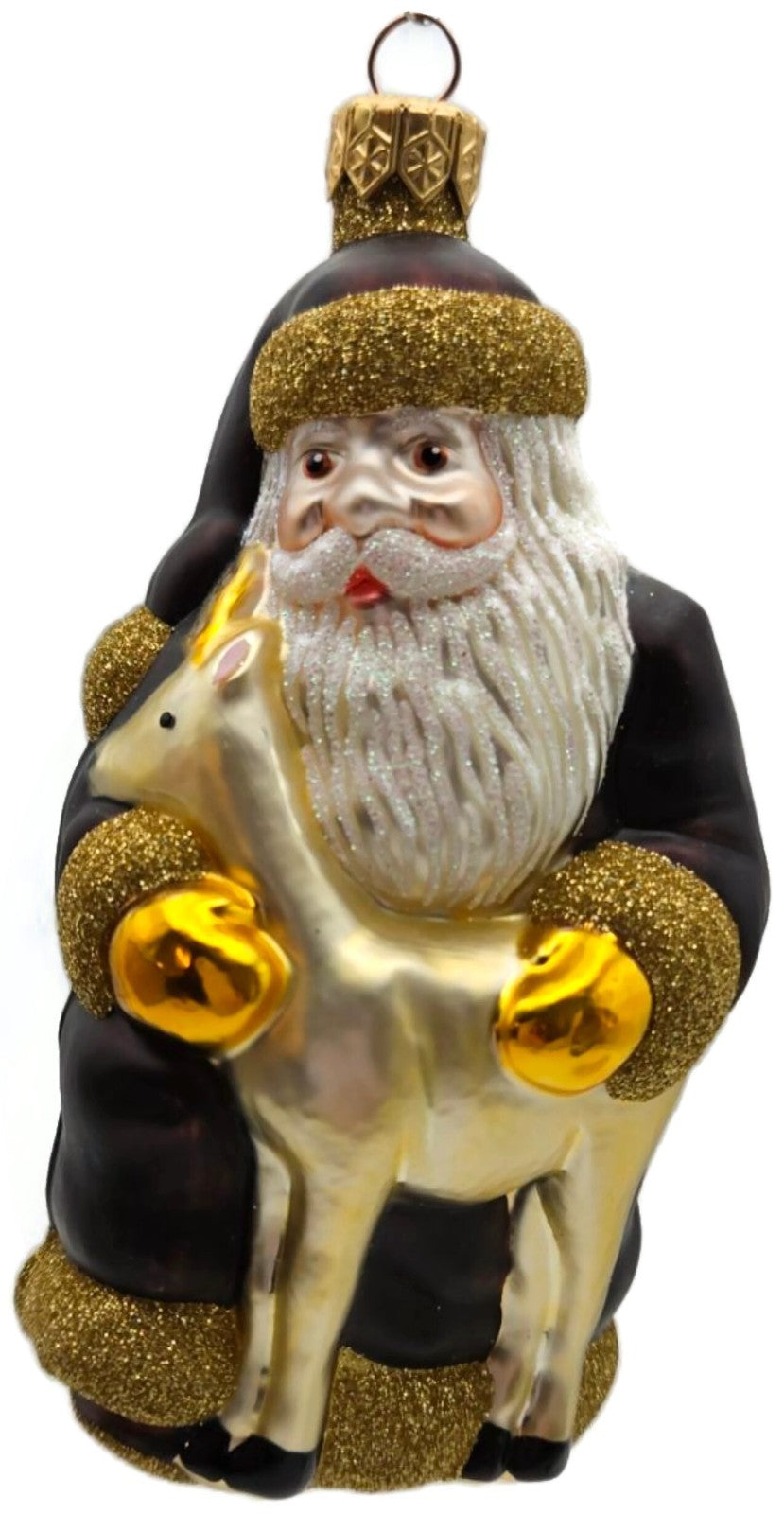 Patricia Breen Santa and Sarenka Bordeaux Santa Reindeer Christmas Ornament 98380
