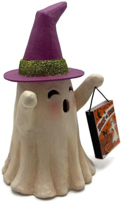 Bethany Lowe Halloween Witchy Ghost With Treat Bag TF3241 Hand Painted1