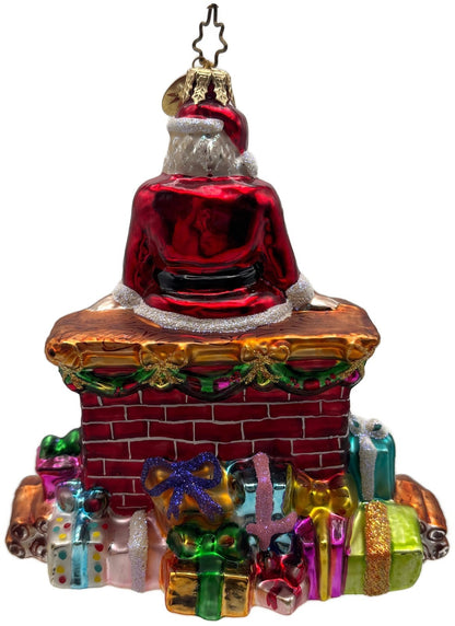 Christopher Radko Santa Pause Gifts Fireplace Glass Christmas Ornament 10101734