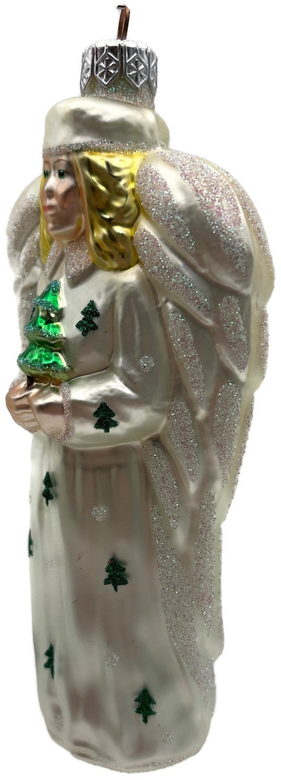 Patricia Breen Noel Angel Pearl White Yellow Green Glass Christmas Ornament 97311