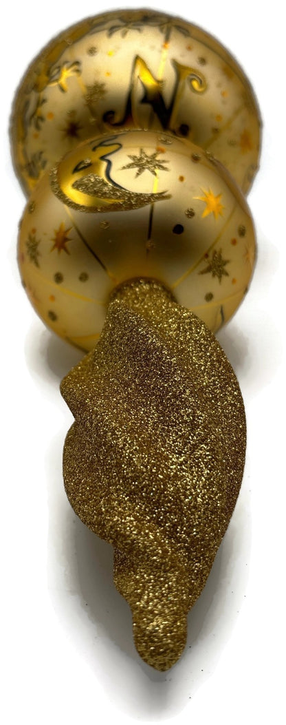 Patricia Breen Northward Ho 2 Ball Sun Moon Gold Christmas Finial Topper 95848