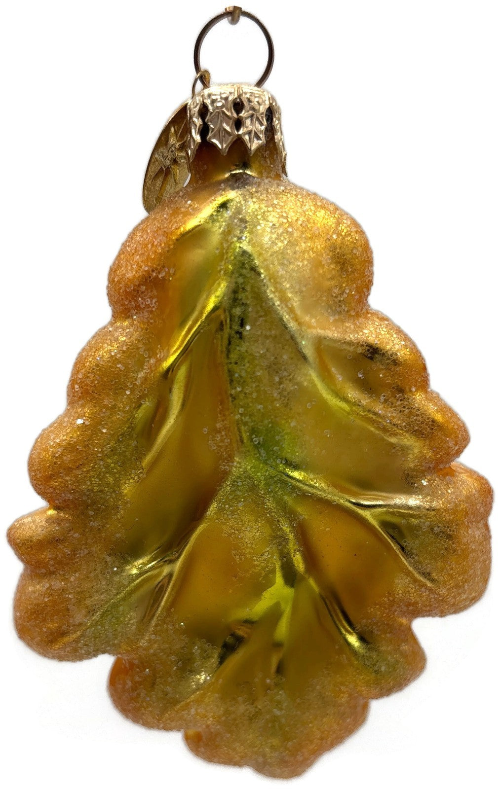 Christopher Radko Mini Oak Frost Yellow Leaf Glass Christmas Ornament 98 164 04