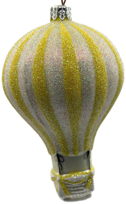 Patricia Breen Petite Balon Lemon Hot Air Balloon Yellow Striped Ornament 21212