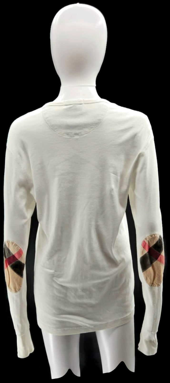 Burberry Brit Check Elbow Patch White Long Sleeve Top T Shirt Pullover Small5