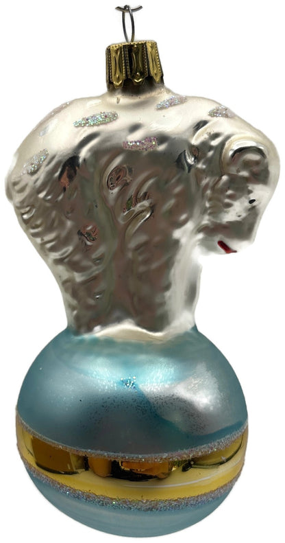 Christopher Radko Polar Bear Blue Ball Glass Christmas Tree Ornament 92 184 04