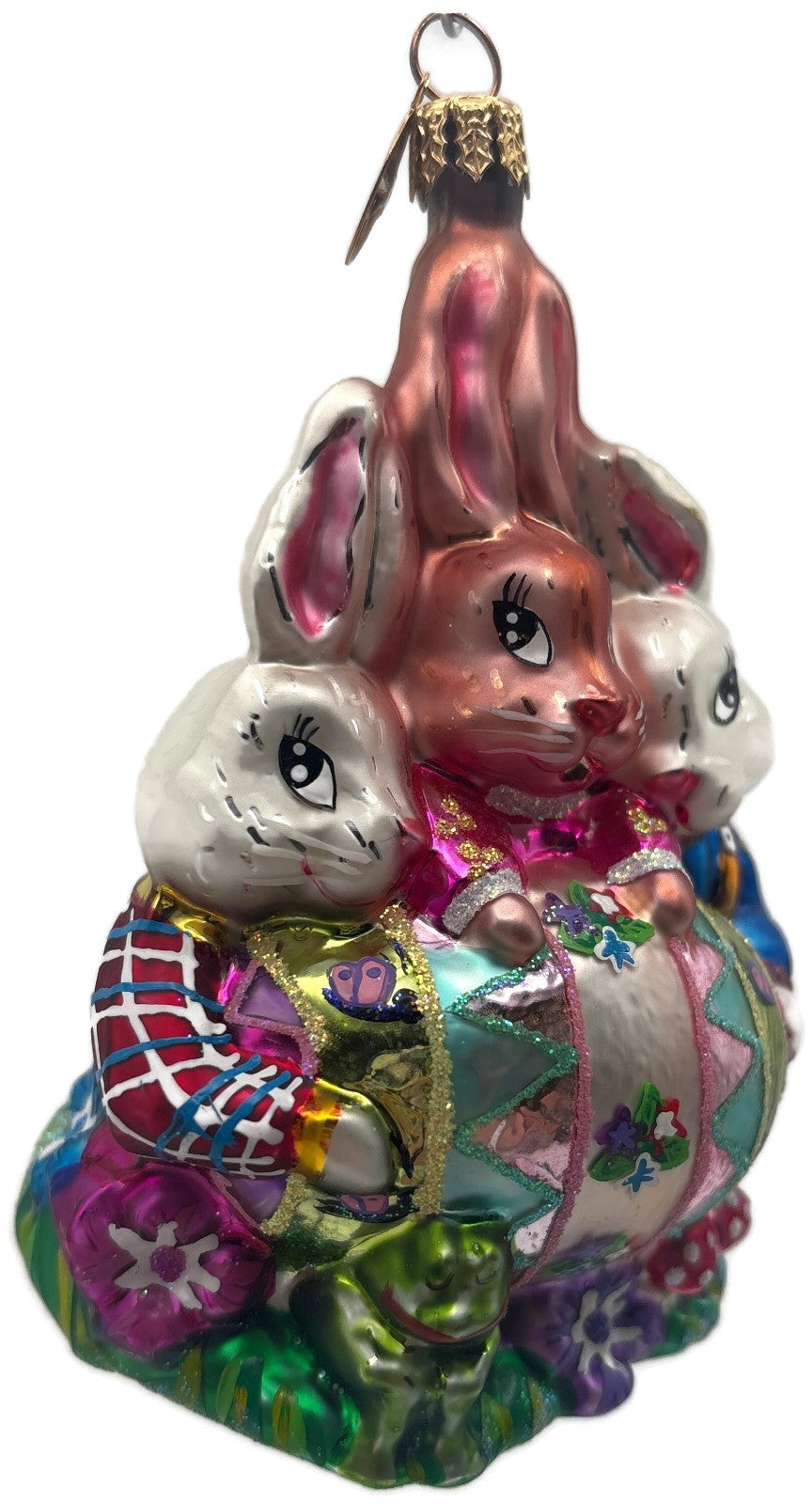 Christopher Radko 2001 Triple Treasure Easter Bunnies Glass Ornament 01 0478 01