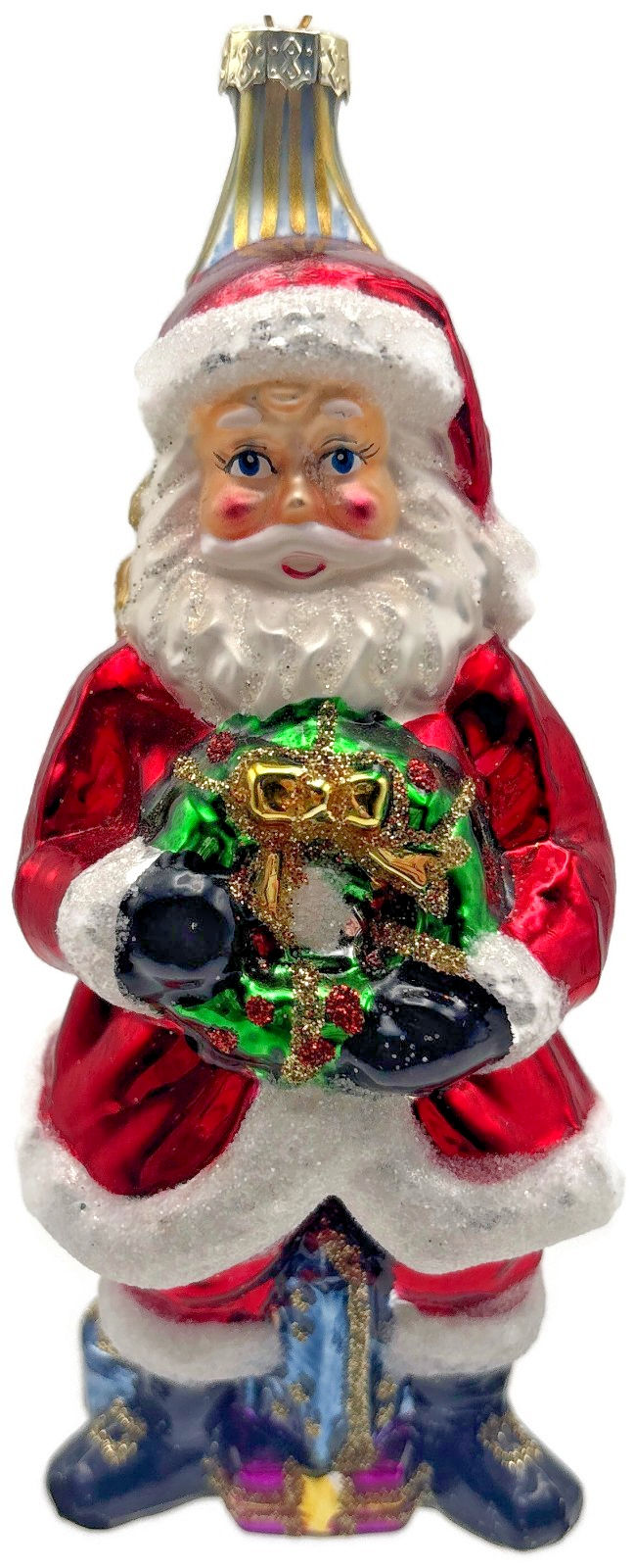 World Market Santa Big Ben London Wreath Glass Christmas Ornament England0