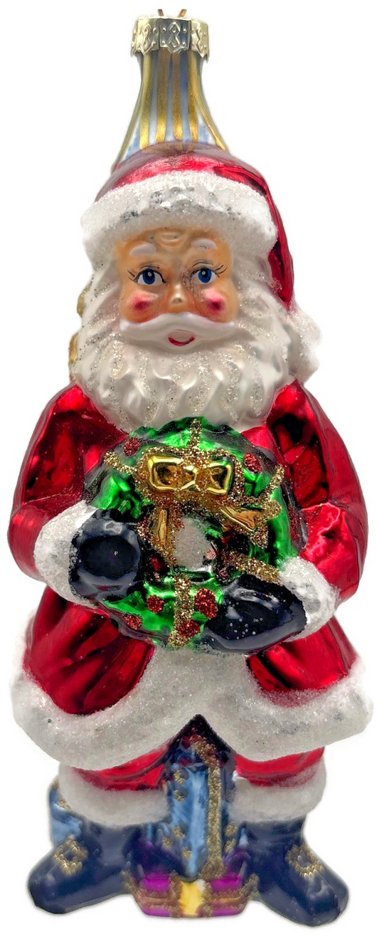 World Market Santa Big Ben London Wreath Glass Christmas Ornament England0