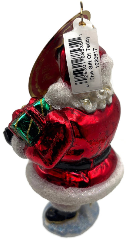Christopher Radko 2021 The Gift of Teddy Santa Bear Glass Ornament 10206177