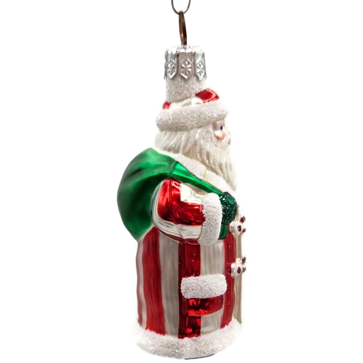 Patricia Breen Miniature Striped Santa Claus Red White Christmas Ornament 98492