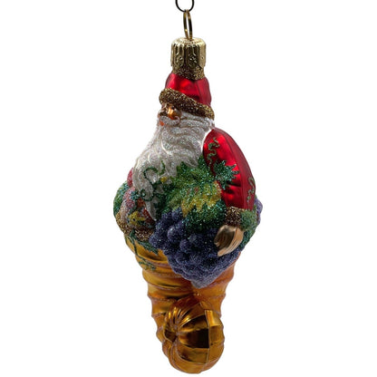 Patricia Breen Plymouth Santa Gold Fruits Fall Glass Christmas Ornament 22194