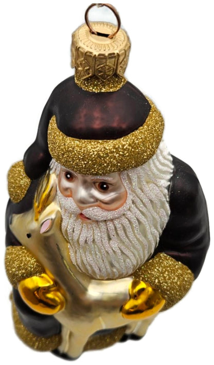 Patricia Breen Santa and Sarenka Bordeaux Santa Reindeer Christmas Ornament 98388