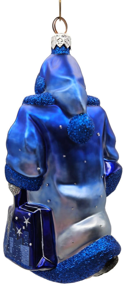 Patricia Breen City Santa Dawn Blue Silver Snowflakes Christmas Ornament8