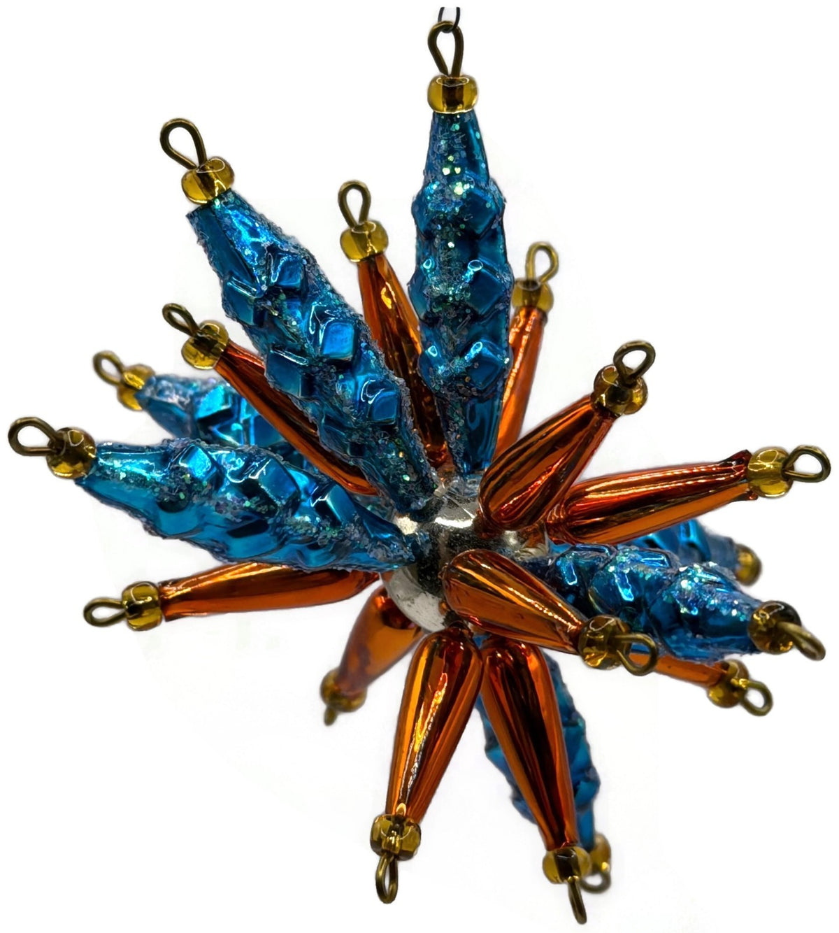 Christopher Radko Star Bright Blue Orange Beaded Christmas Ornament 99 391 05