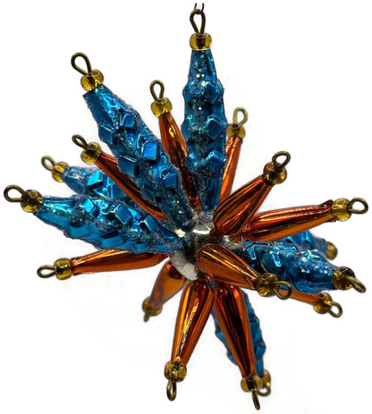 Christopher Radko Star Bright Blue Orange Beaded Christmas Ornament 99 391 05