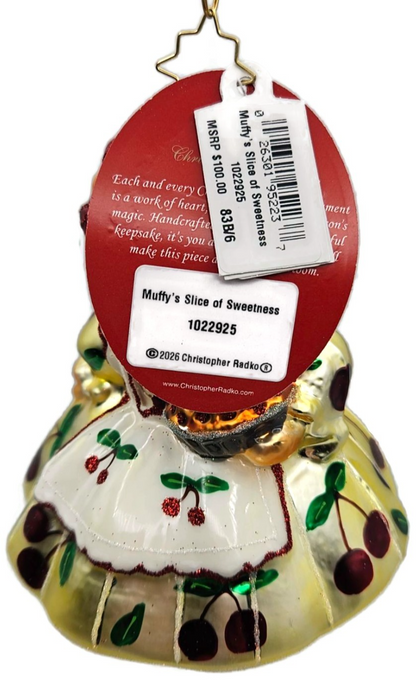Christopher Radko Muffys Slice of Sweetness Bear Glass Holiday Ornament 10229256