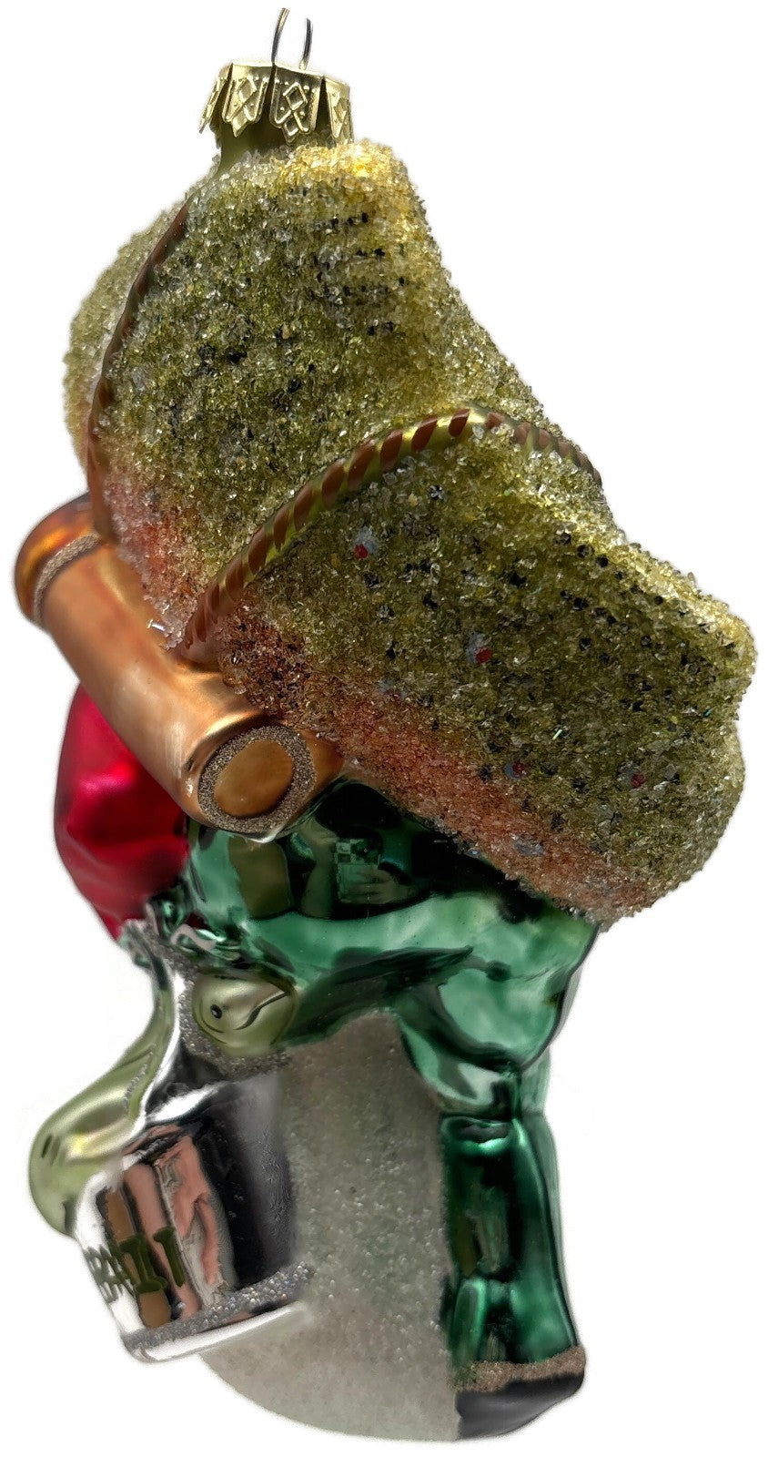 Santa Carrying Giant Rainbow Trout Glass Christmas Ornament Fishing7